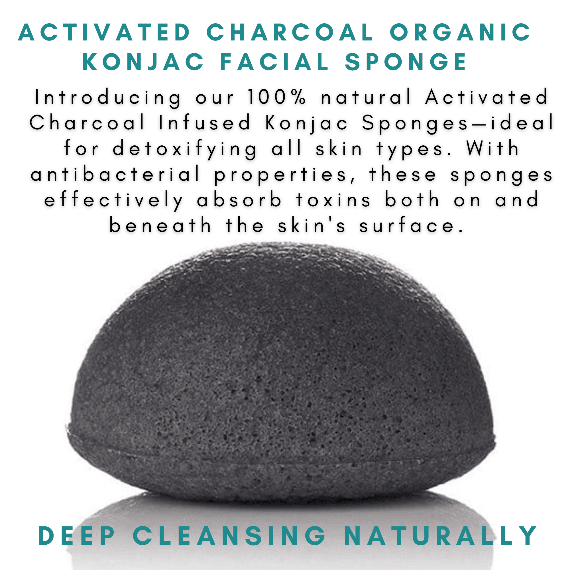 Charcoal Infused Plant Based Konjac Facial Sponge - product image